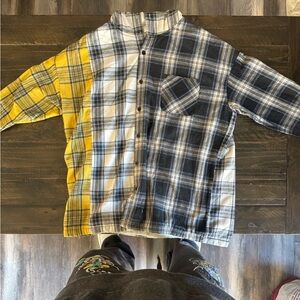 Zara flannel Yellow and Black Plaid Shirt Jacket